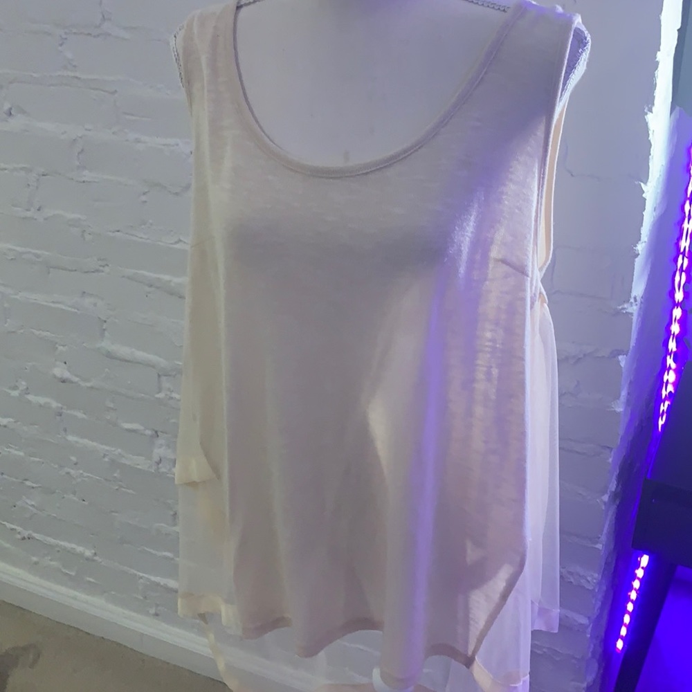 Cream, lace and ribbon tank top. Large